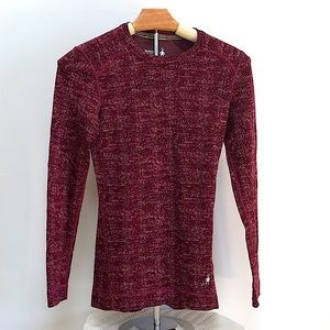 EUC Smartwool Marled Red Merino 250 Base Layer Wool Long Sleeve Top Shirt